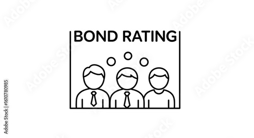 Bond Rating Concept: A simple illustration depicting three individuals, representing a concept of bond rating within a clear frame. 