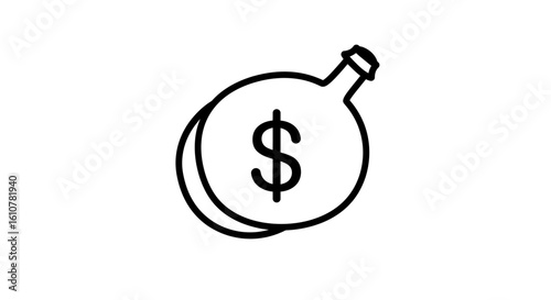 Money Bag Icon: An icon, a simple, minimalist outline depicting a money bag, symbolizing wealth and financial concepts.