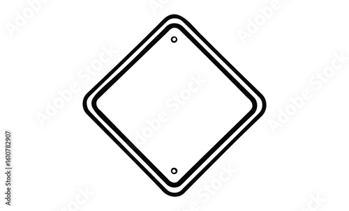 Blank diamond sign with black border. Vector retro hand drawn illustration
