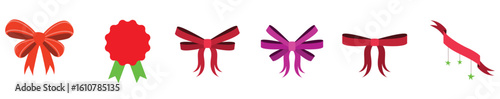 Set of ribbon icon set, bows isolated on white background