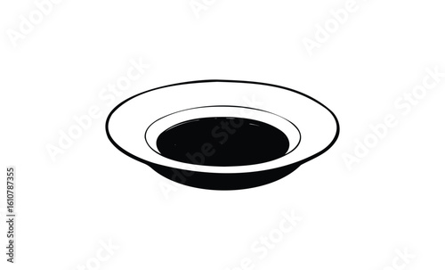 Monochrome icon of an empty bowl. Vector retro hand drawn illustration