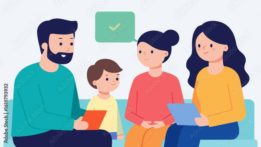Fototapeta premium Family Therapy Session Illustration