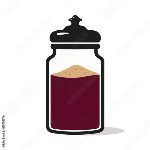 Elegant spice jar silhouette on white background, culinary decor