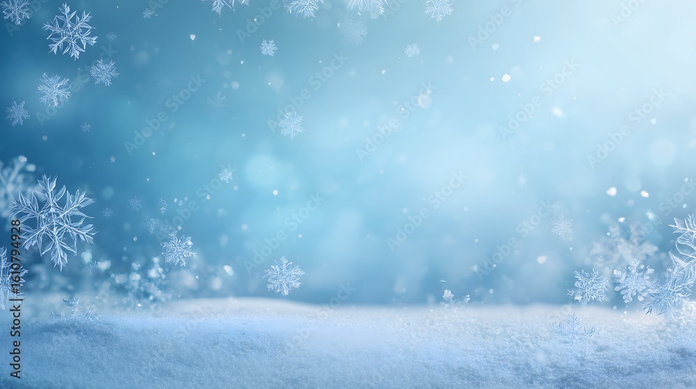 Naklejka premium Snowy Background for Seasonal Ads – Generative AI
