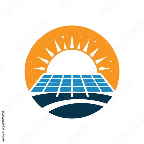 solar panel vector silhouette clip art logo design idea illustration. eco green energy power system collections.
