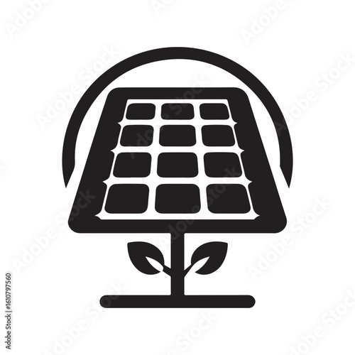 solar panel vector silhouette clip art logo design idea illustration. eco green energy power system collections.