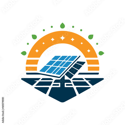 solar panel vector silhouette clip art logo design idea illustration. eco green energy power system collections.