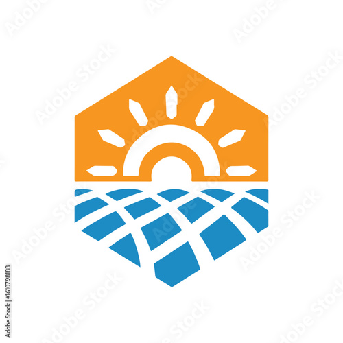 solar panel vector silhouette clip art logo design idea illustration. eco green energy power system collections.