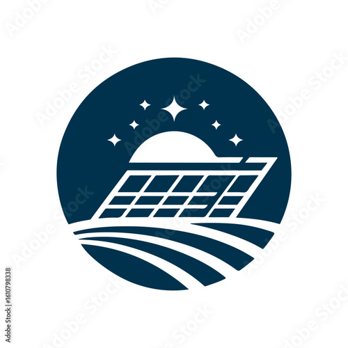 solar panel vector silhouette clip art logo design idea illustration. eco green energy power system collections.