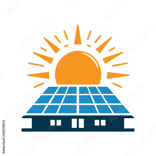 solar panel vector silhouette clip art logo design idea illustration. eco green energy power system collections.