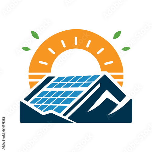 solar panel vector silhouette clip art logo design idea illustration. eco green energy power system collections.