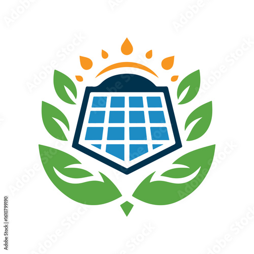 solar panel vector silhouette clip art logo design idea illustration. eco green energy power system collections.
