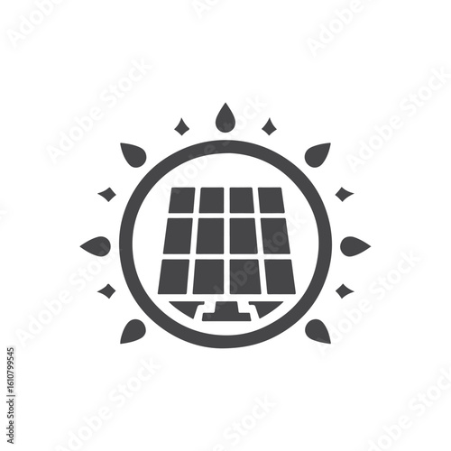 solar panel vector silhouette clip art logo design idea illustration. eco green energy power system collections.