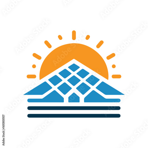 solar panel vector silhouette clip art logo design idea illustration. eco green energy power system collections.