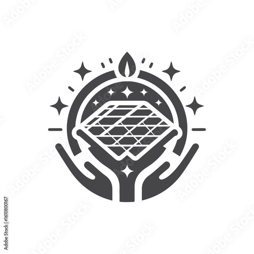 solar panel vector silhouette clip art logo design idea illustration. eco green energy power system collections.