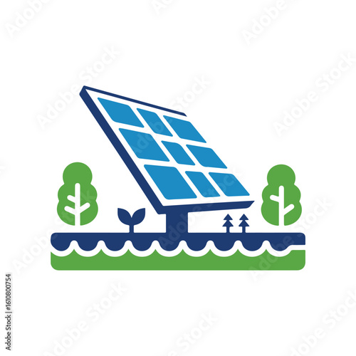 solar panel vector silhouette clip art logo design idea illustration. eco green energy power system collections.