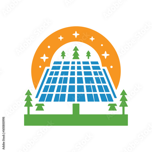 solar panel vector silhouette clip art logo design idea illustration. eco green energy power system collections.
