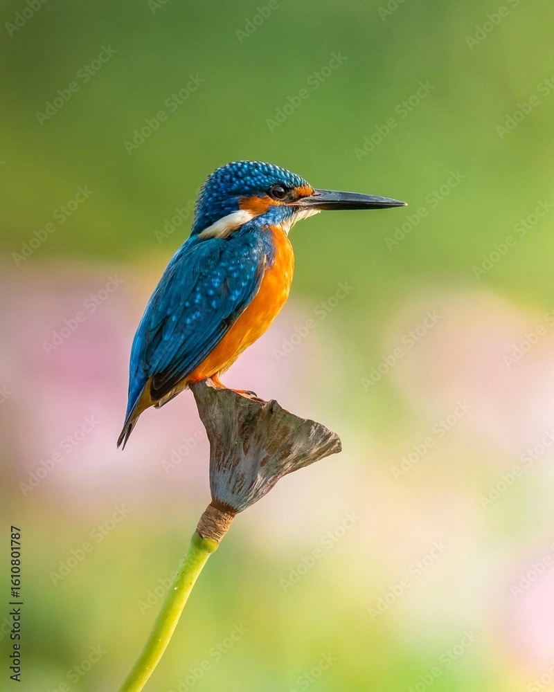 Obraz premium kingfisher sit on a Lotus flower 
