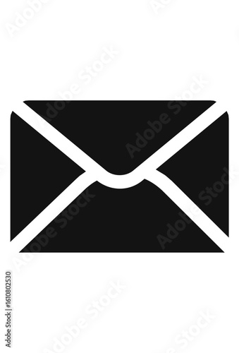 Black envelope graphic for mail or message
Simple email symbol; digital communication sign. 
 Icon of a closed letter; indicates new message
