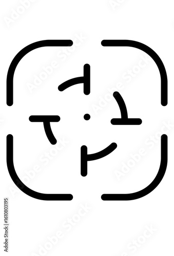 Scan focus symbol for camera or QR code.
Digital target icon for precise content capture.
Frame or viewfinder mark for image alignment.
