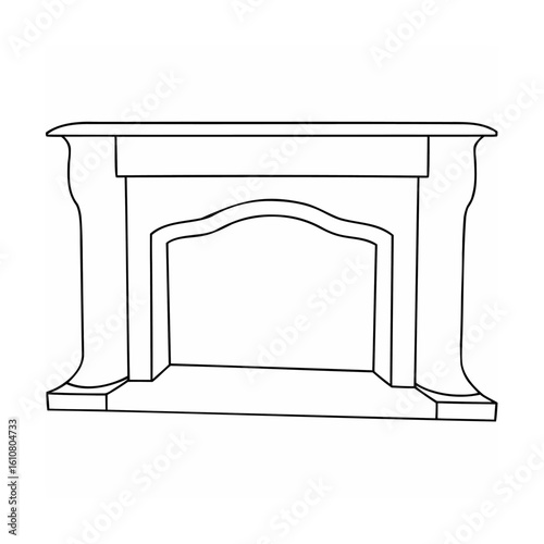 Ornate fireplace mantelpiece outline hearth home