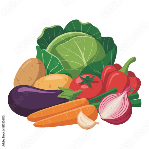 Assortment of fresh healthy vegetables for a balanced diet
