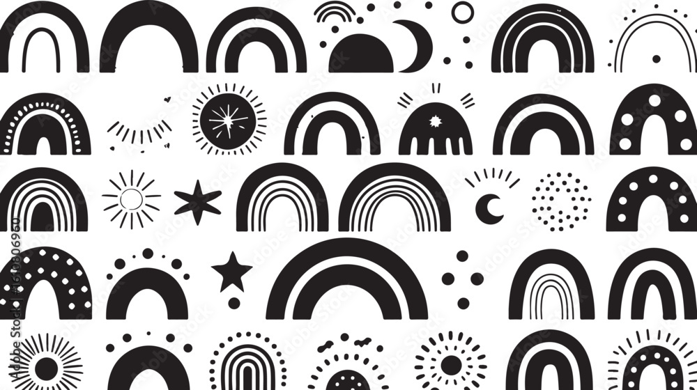 Obraz premium Doodle Rainbow Love Collection vector bundle