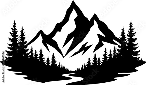 mountain man hiking, silhouette, vector bundle