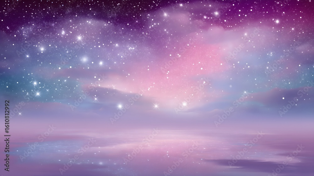 Naklejka premium Surreal Twilight Sky in Purple Tones – Generative AI