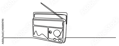continuous line art of a radio
