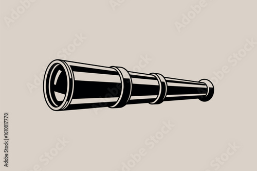 Vintage spyglass telescope illustration on a neutral background