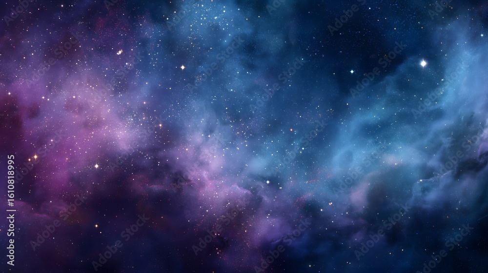 Naklejka premium Glowing Nebula and Stars in Outer Space – Generative AI