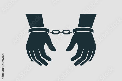 Silhouette of hands in handcuffs symbolizing crime and punishment