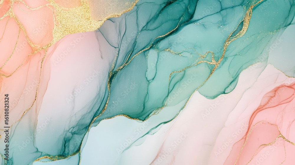 custom made wallpaper toronto digitalAbstract art with pink, teal, and gold swirls.