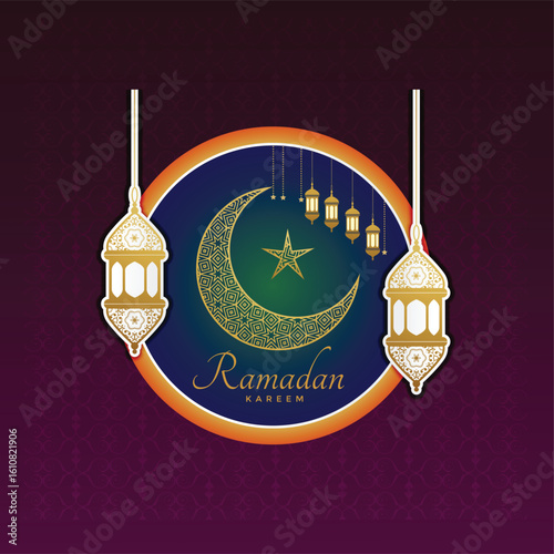Ramadan Kareem, Islamic Style Greeting Background Collection Set with Arabic Ornaments