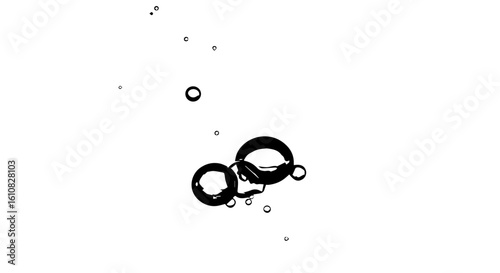 Bubbles of varying sizes floating against a white background, some clustered together.