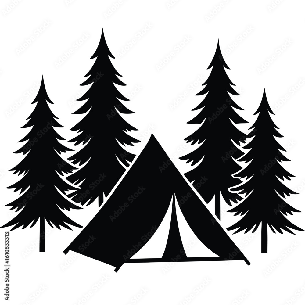 Obraz premium tent under pine trees