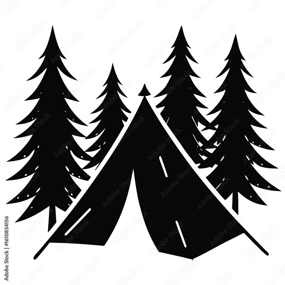 Obraz premium tent under pine trees