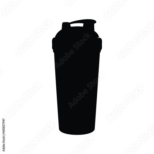 Silhouette of a protein shaker bottle commonly used in fitness