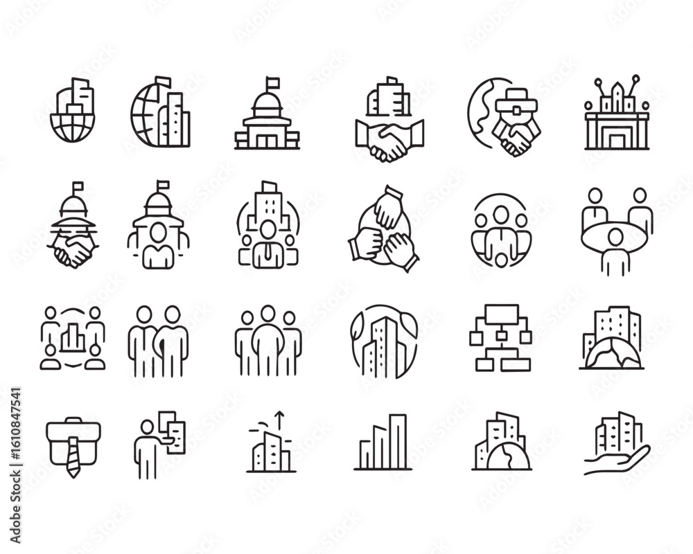 Obraz premium outline icons related to corporate. Linear icon collection