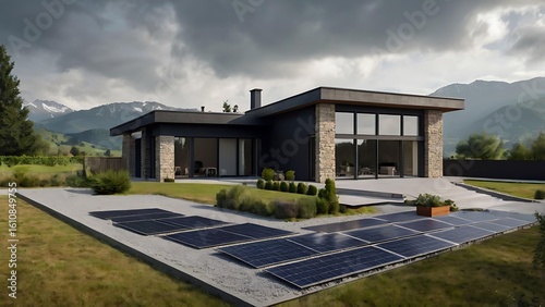 Wallpaper Mural Luxury Modern Villa with Pool and Night Lighting Torontodigital.ca
