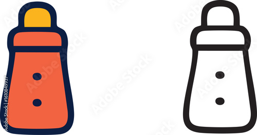 Two simple icons of a baby bottle, one colored orange and one in black outline.