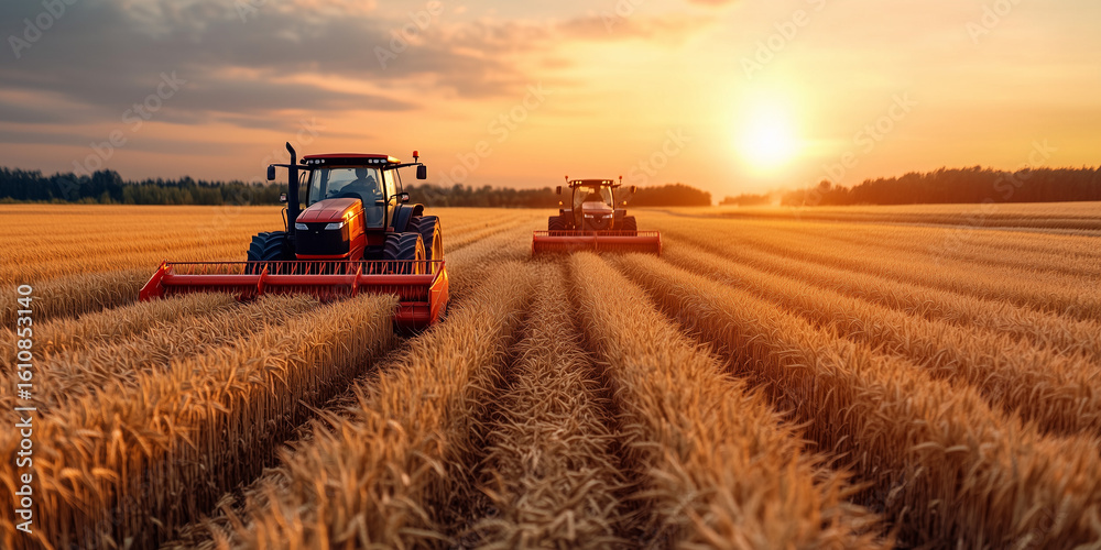 Fototapeta premium Harvesting innovations in precision agriculture ai farming techniques for enhanced food production in vast fields