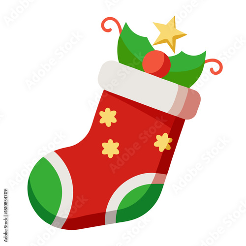 Christmas Stocking vector illustration on white background 