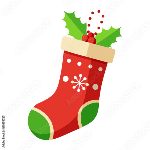 Christmas Stocking vector illustration on white background 