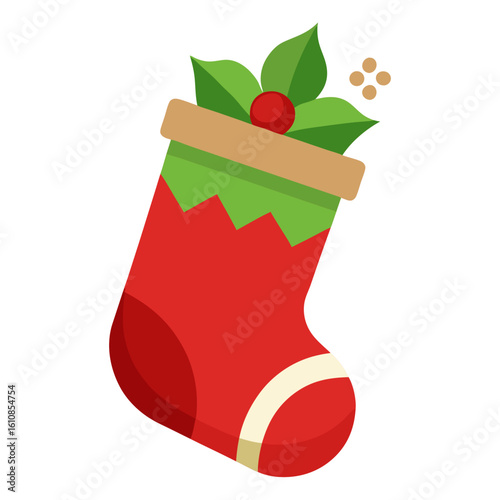 Christmas Stocking vector illustration on white background 