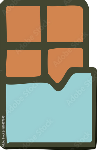 Cartoon Illustration of Chocolate Bar.