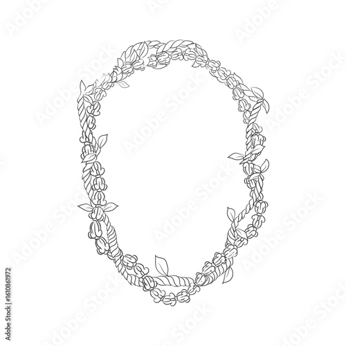 Hawaiian Crown Flower Lei Vector Illustration  Tropical Floral Garland Design