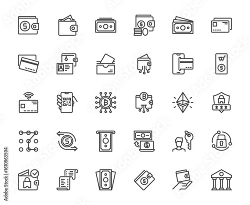 Wallet icon set
