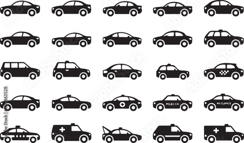 Diverse vehicle silhouettes sedan coupe